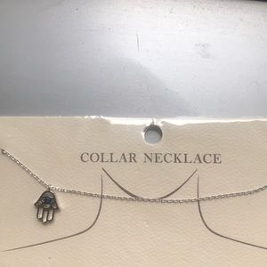 Collar necklace white gold dipped cuboid zirconia